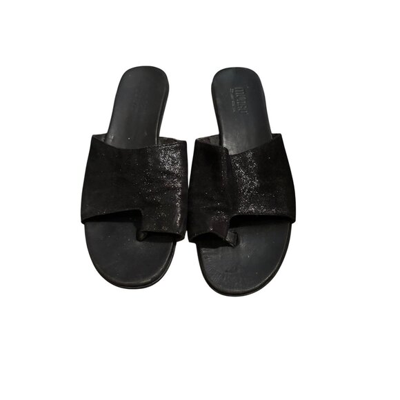 Munro Black Leather Slide Toe Loop Sandals Women’s Size 9 - Picture 2 of 8